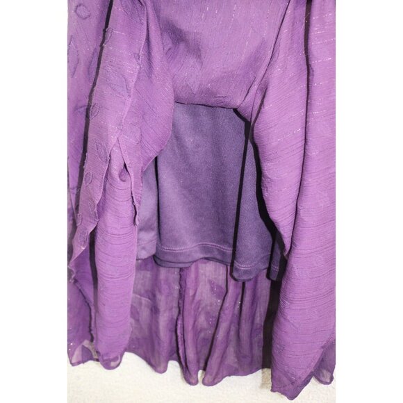 DKNY Purple 3/4 Balloon Sleeve Asymmetrical Midi Dress-Size 8-Fairy-Whimsigoth - Picture 3 of 13